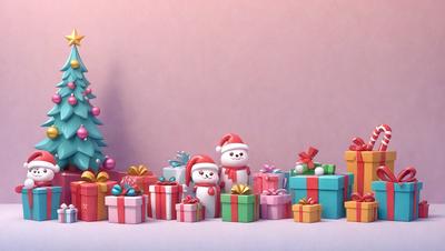 The primary subject of the image is a group of cute, colorful, and festive snowmen. They are arranged in front of a pink wall, creating a cheerful and playful atmosphere. The setting appears to be a winter-themed display, possibly for a holiday event or a children's party. The visual style of the image is a combination of digital art and illustration, with the snowmen being depicted in a vibrant and lively manner. The colors and mood of the image are pre
